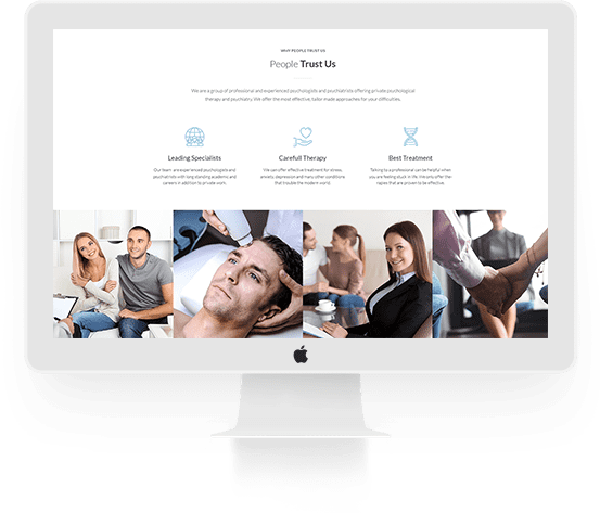 Website homepage showcasing friendly therapy services with diverse client images. Website homepage showcasing friendly therapy services with diverse client images.